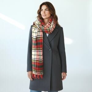 Vintage Wool Plaid Scarf 12" x 58" Tartan Preppy LightAcademia  Campy Cottage